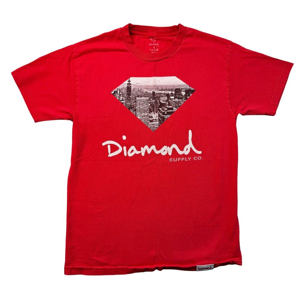 Diamond Supply Co. Shirt Mens Medium Red Short Sleeve Skater Top Skateboarding